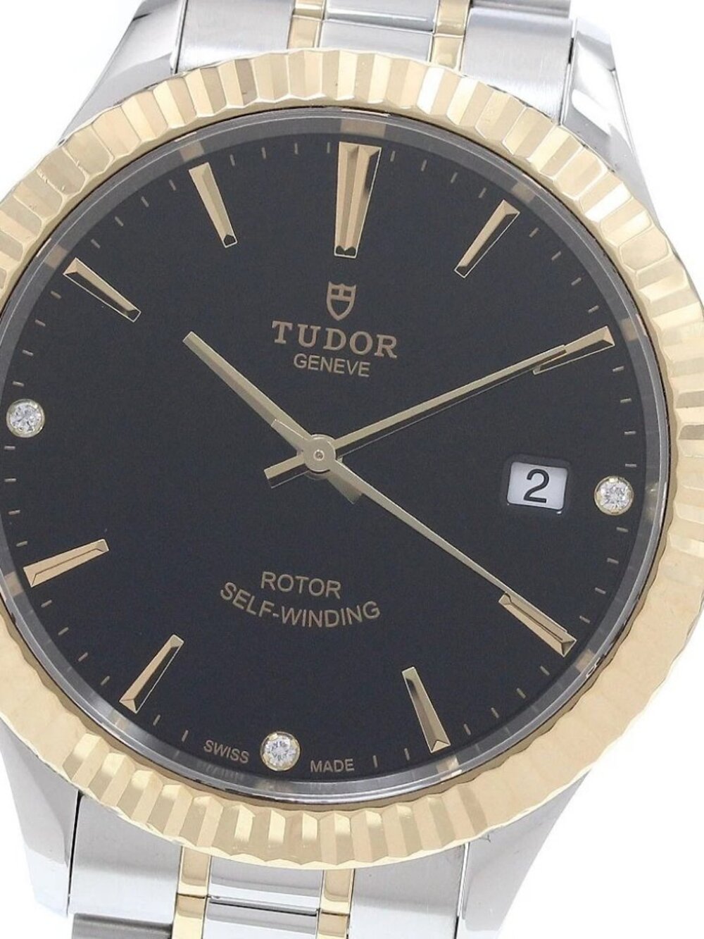 TUDOR style 12513 Yellow gold bezel 3P diamonds Automatic Men's
